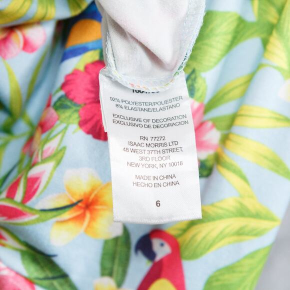 TOMMY BAHAMA Tropical Floral Tiered Midi Dress Parrot Bird Of Paradise Girls 6 - Picture 7 of 7